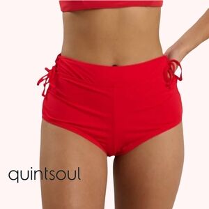Quintsoul Highrise Bikini Shorts Bottoms Red Size Small NWT